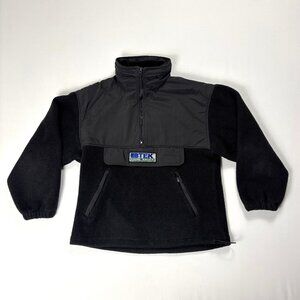 VTG Eddie Bauer Ebtek Mens 1/2 Zip Fleece Pullover Jacket Black Sz S/M Polartec